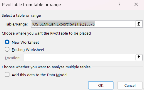 create a pivot table