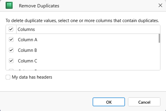 remove duplicates in sheets