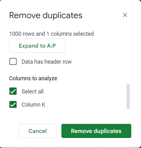 google sheets remove duplicates 